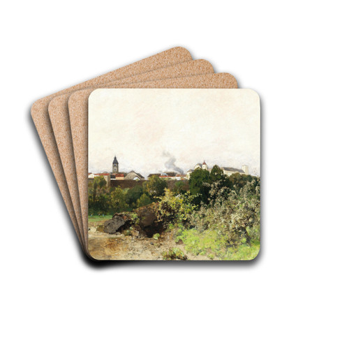 View of Enns on the Danube by Adolf Ditscheiner Drink Coasters - set of 4