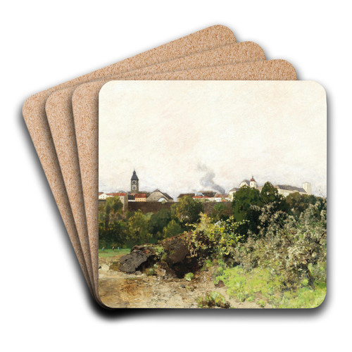 View of Enns on the Danube by Adolf Ditscheiner Art Drink Coaster set View of Enns on the Danube by Adolf Ditscheiner Art Drink Coaster set