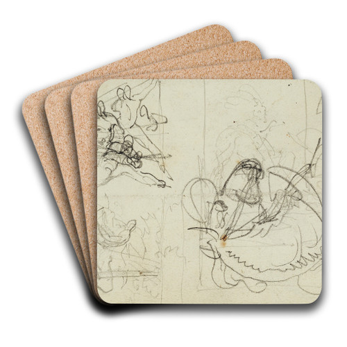 Compositional studies by Thodore Gricault Art Drink Coaster set Compositional studies by Thodore Gricault Art Drink Coaster set