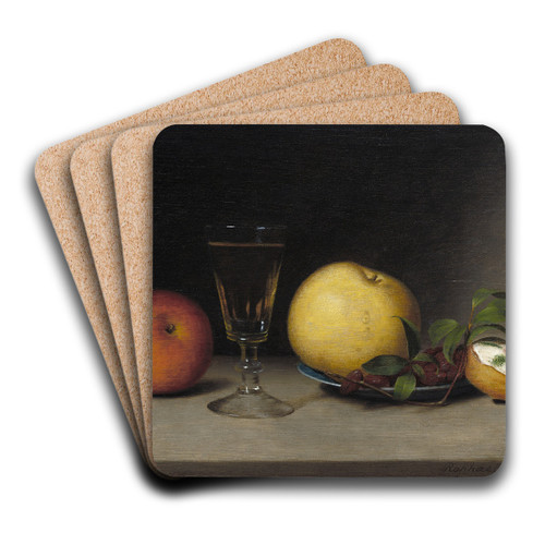 Still Life with Apples,Sherry and Tea Cake by Raphaelle Peale Art Drink Coaster set Still Life with Apples,Sherry and Tea Cake by Raphaelle Peale Art Drink Coaster set
