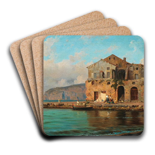 On the Coast of Sorrento by Louis Gurlitt Art Drink Coaster set On the Coast of Sorrento by Louis Gurlitt Art Drink Coaster set