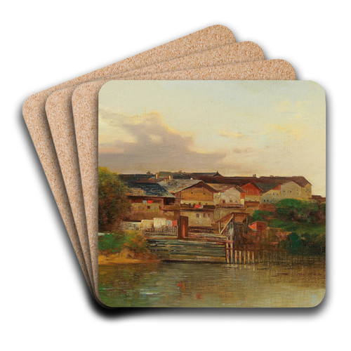 Wehr Am Fluss by Adolf Obermllner Art Drink Coaster set