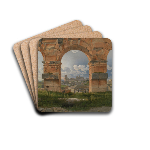 A View through Three Arches of the Third Storey of the Colosseum by Christoffer Wilhelm Eckersberg Drink Coasters - set of 4
