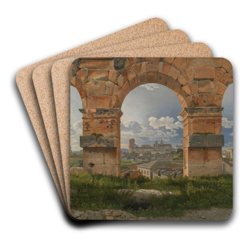A View through Three Arches of the Third Storey of the Colosseum by Christoffer Wilhelm Eckersberg Art Drink Coaster set