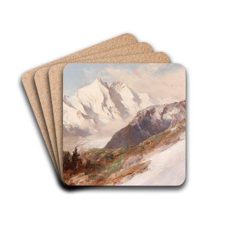 Blick auf die Nordseite des Groglockners by Edward Theodore Compton Drink Coasters - set of 4