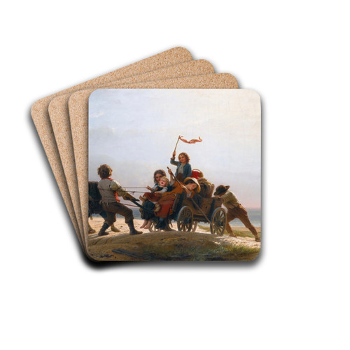 Frhliche morgenfahrt(the return from fishing) by Johann Georg Meyer von Bremen Drink Coasters - set of 4