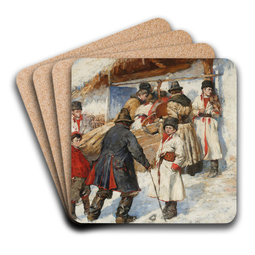 At the entrance to a tavern by Wodzimierz Tetmajer Art Drink Coaster set