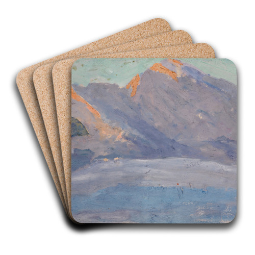 Bare Hills in the Evening Glow by Ernst Schiess Art Drink Coaster set Bare Hills in the Evening Glow by Ernst Schiess Art Drink Coaster set