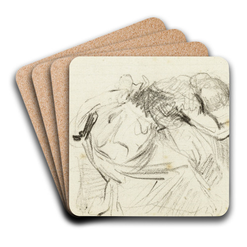 Etude de femme assise, l'avant du corps allong sur une table, la tte dans les bras by Jean-Baptiste Carpeaux Art Drink Coaster set Etude de femme assise, l'avant du corps allong sur une table, la tte dans les bras by Jean-Baptiste Carpeaux Art Drink Coaster set