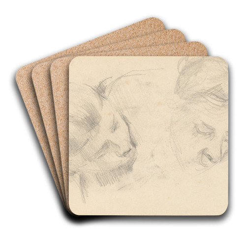 Two Heads of Women by Paul Czanne Art Drink Coaster set