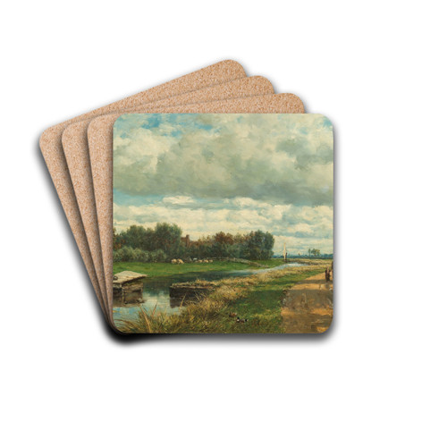 Landscape in the Environs of The Hague by Willem Roelofs Drink Coasters - set of 4 Landscape in the Environs of The Hague by Willem Roelofs Drink Coasters - set of 4