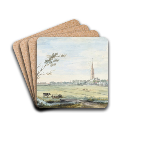 Het dorp 's-Gravezande by Aert Schouman Drink Coasters - set of 4 Het dorp 's-Gravezande by Aert Schouman Drink Coasters - set of 4