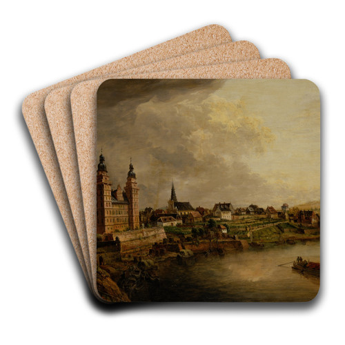 View of Aschaffenburg by Christian Georg Schtz the elder Art Drink Coaster set