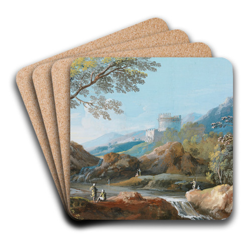 The Tomb of Cecilia Metella on the Appian Way, near Rome by Giovanni Battista Busiri Art Drink Coaster set The Tomb of Cecilia Metella on the Appian Way, near Rome by Giovanni Battista Busiri Art Drink Coaster set