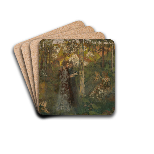 Jeunes femmes dans un sous bois by Ker Xavier Roussel Drink Coasters - set of 4 Jeunes femmes dans un sous bois by Ker Xavier Roussel Drink Coasters - set of 4