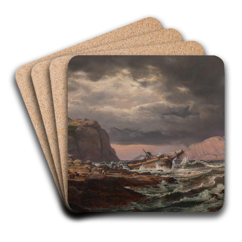 Shipwreck on the Coast of Norway by Johan Christian Dahl Art Drink Coaster set