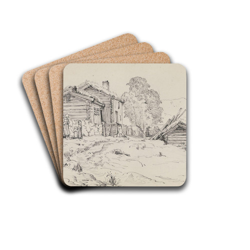 Fire barn p tun by Christian Skredsvig Drink Coasters - set of 4 Fire barn p tun by Christian Skredsvig Drink Coasters - set of 4