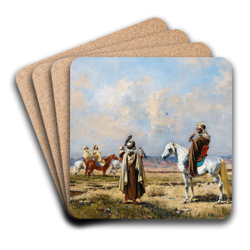 The Falconers by Victor Huguet Art Drink Coaster set