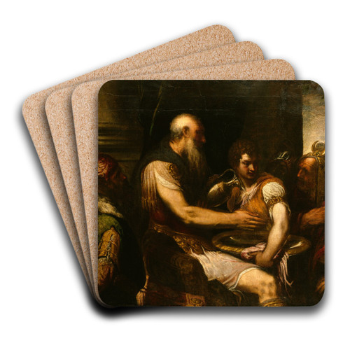 Christ before Pilate by Andrea Schiavone Art Drink Coaster set