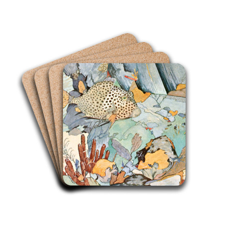 Atlantic trunkfish by Stephen Haweis Drink Coasters - set of 4 Atlantic trunkfish by Stephen Haweis Drink Coasters - set of 4