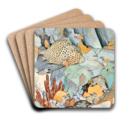 Atlantic trunkfish by Stephen Haweis Art Drink Coaster set Atlantic trunkfish by Stephen Haweis Art Drink Coaster set