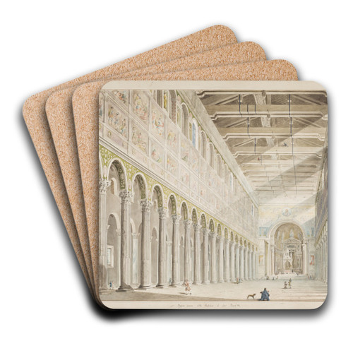 Das Innere der Basilika S. Paolo fuori le Mura in Rom by Francesco Pannini Art Drink Coaster set