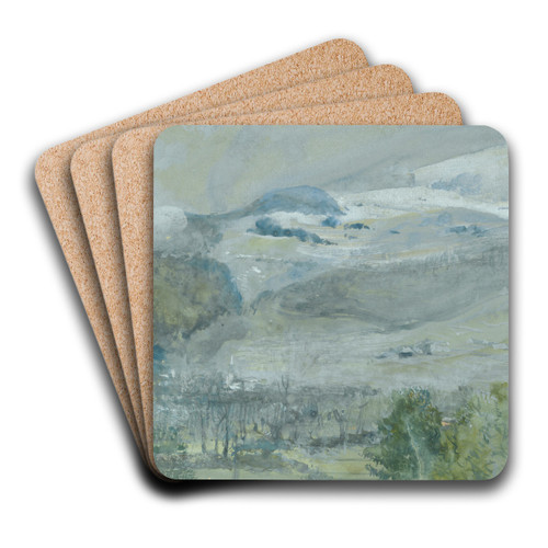 Swiss Valley Landscape by John William Inchbold Art Drink Coaster set