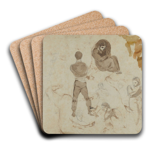 Studies of Heads and Figures by Eugne Delacroix Art Drink Coaster set Studies of Heads and Figures by Eugne Delacroix Art Drink Coaster set
