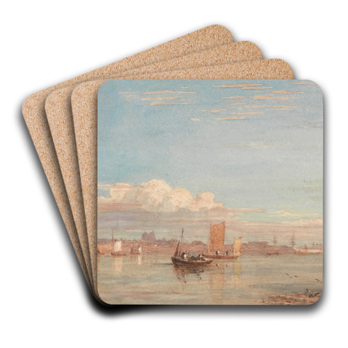 Greenwich Hospital from Woolwich Reach by David Cox Art Drink Coaster set