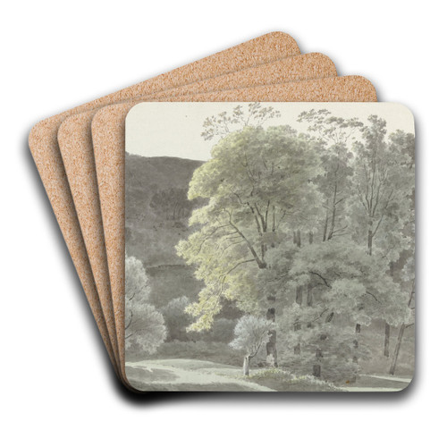 Bomen in de omgeving van Subiaco by Josephus Augustus Knip Art Drink Coaster set Bomen in de omgeving van Subiaco by Josephus Augustus Knip Art Drink Coaster set