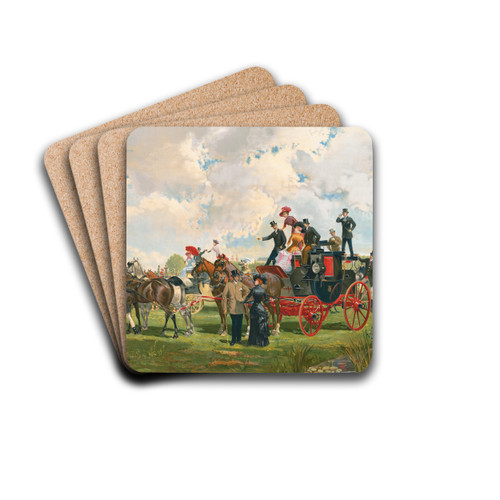 La pelouse d'Auteuil by Auguste Legras Drink Coasters - set of 4 La pelouse d'Auteuil by Auguste Legras Drink Coasters - set of 4