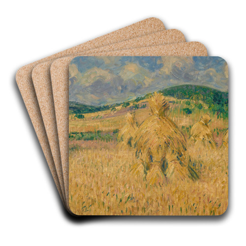 La moisson, environs de Louviers, Eure by Gustave Loiseau Art Drink Coaster set