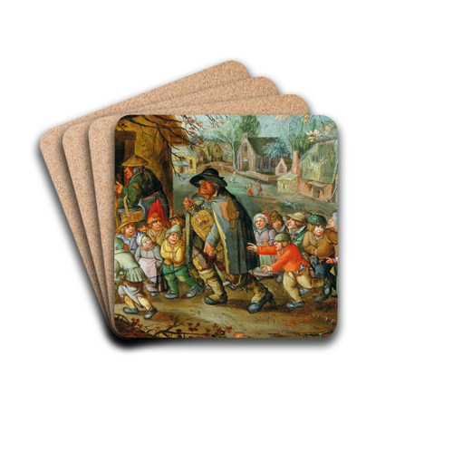 The Hurdy-Gurdy Player by School Of Antwerp Drink Coasters - set of 4