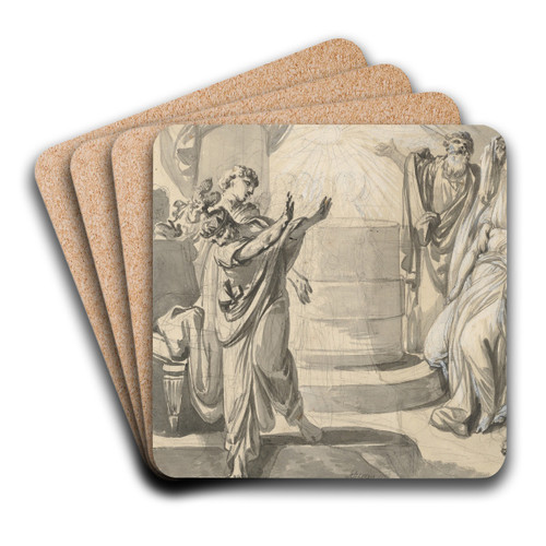 An Antique Sacrificial Scene by Johann Eleazar Schenau Art Drink Coaster set