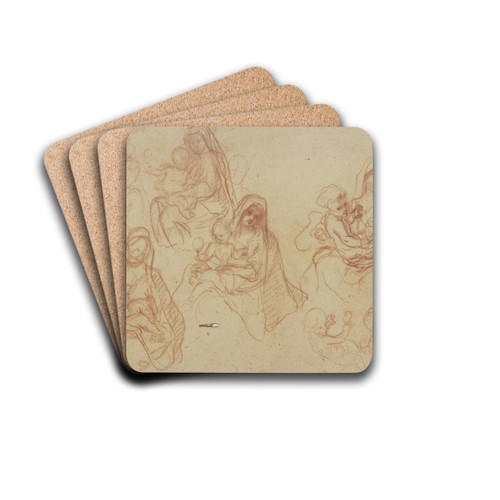 Studienblatt; Madonna mit Kind by Otto Scholderer Drink Coasters - set of 4