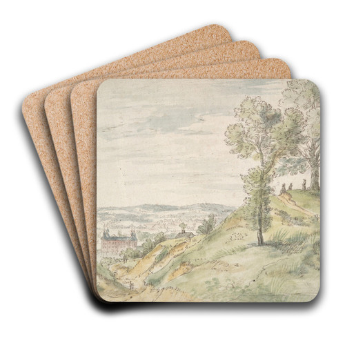 Figures on a Hill Viewing aCastle by Circle of Gillis Neyts Art Drink Coaster set