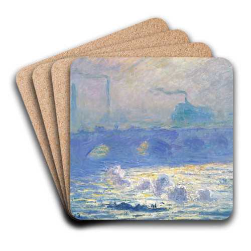 Waterloo Bridge by Claude Monet Art Drink Coaster set