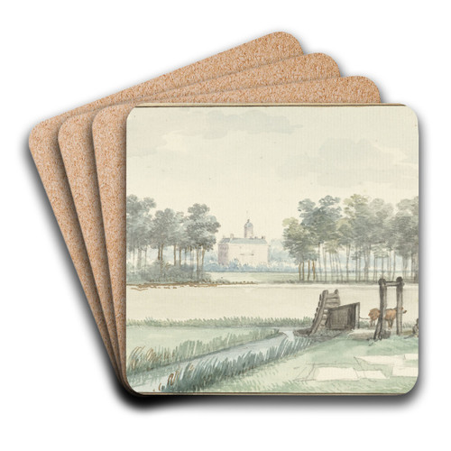 Het kasteel Ter Hooge op Walcheren by Aert Schouman Art Drink Coaster set Het kasteel Ter Hooge op Walcheren by Aert Schouman Art Drink Coaster set