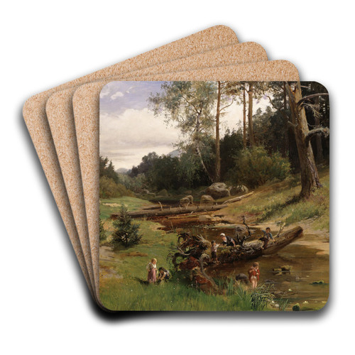 By the Brook in the Forest by Charles XV of Sweden Art Drink Coaster set