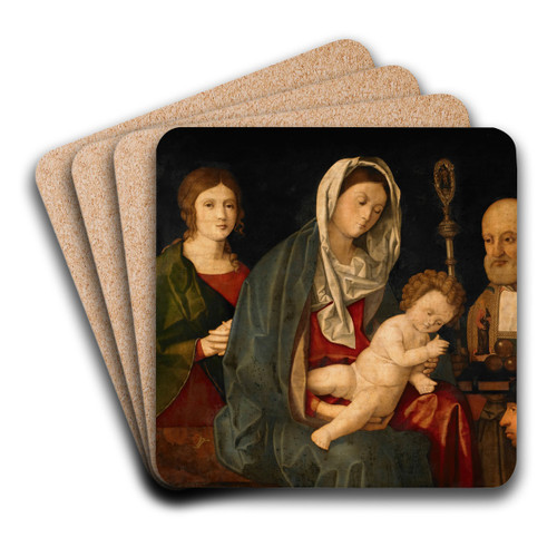 Virgin and Child with Saints and a Donor by Vincenzo Catena Art Drink Coaster set