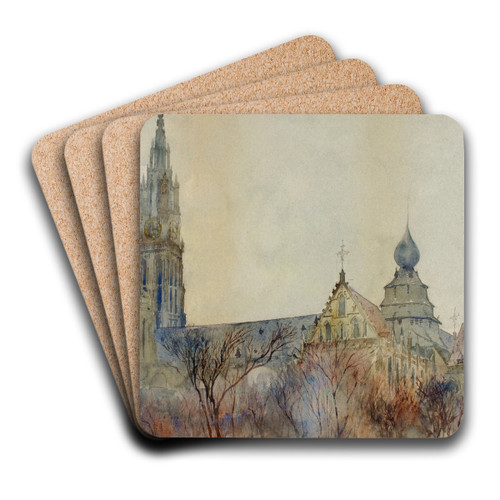 Antwerp Cathedral by Cass Gilbert Art Drink Coaster set