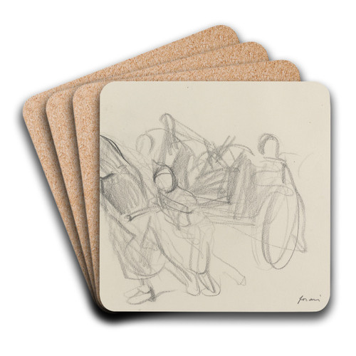 Refugees II by Jean-Louis Forain Art Drink Coaster set