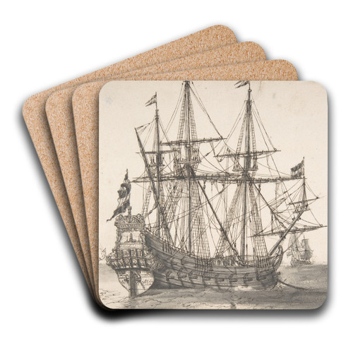Dutch Men Of War At Anchor by Willem van de Velde the Elder Art Drink Coaster set