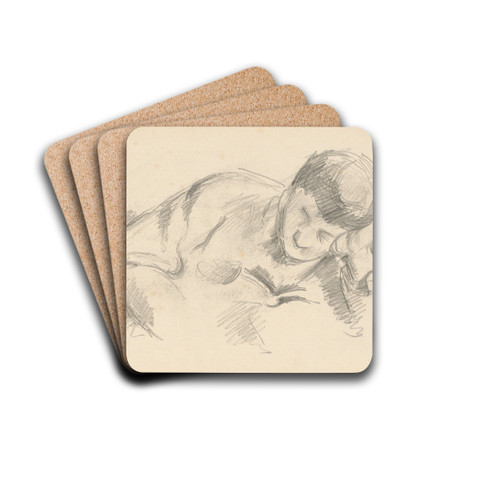 The Artist's Son Leaning on his Elbow by Paul Czanne Drink Coasters - set of 4