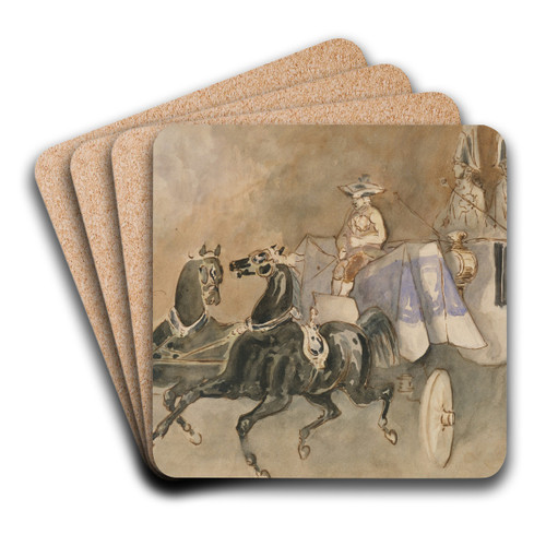 A Carriage in London by Constantin Guys Art Drink Coaster set