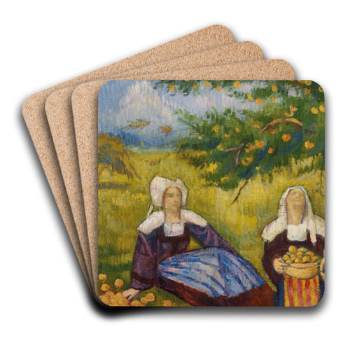 Les cueilleuses de pommes by Emile Bernard Art Drink Coaster set Les cueilleuses de pommes by Emile Bernard Art Drink Coaster set