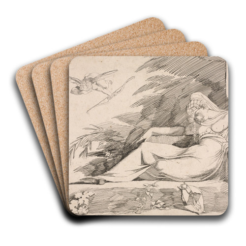 Sleeping Woman with a Cupid by Henry Fuseli Art Drink Coaster set