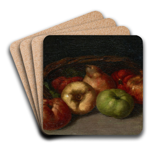 Still Life with Apples, Pear, and Pomegranates by Gustave Courbet Art Drink Coaster set