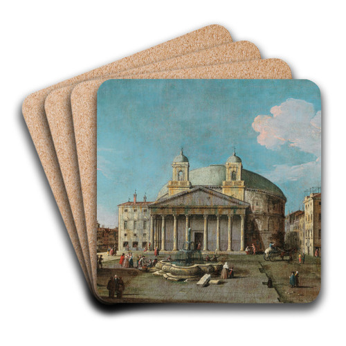 A View of the Pantheon, Rome by Bernardo Canal Art Drink Coaster set