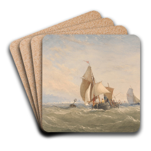 Off to the Fishing Grounds by Thomas Sewell Robins Art Drink Coaster set